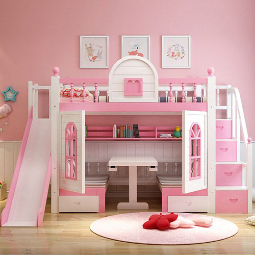 Phòng ngủ dễ thương với tông hồng
